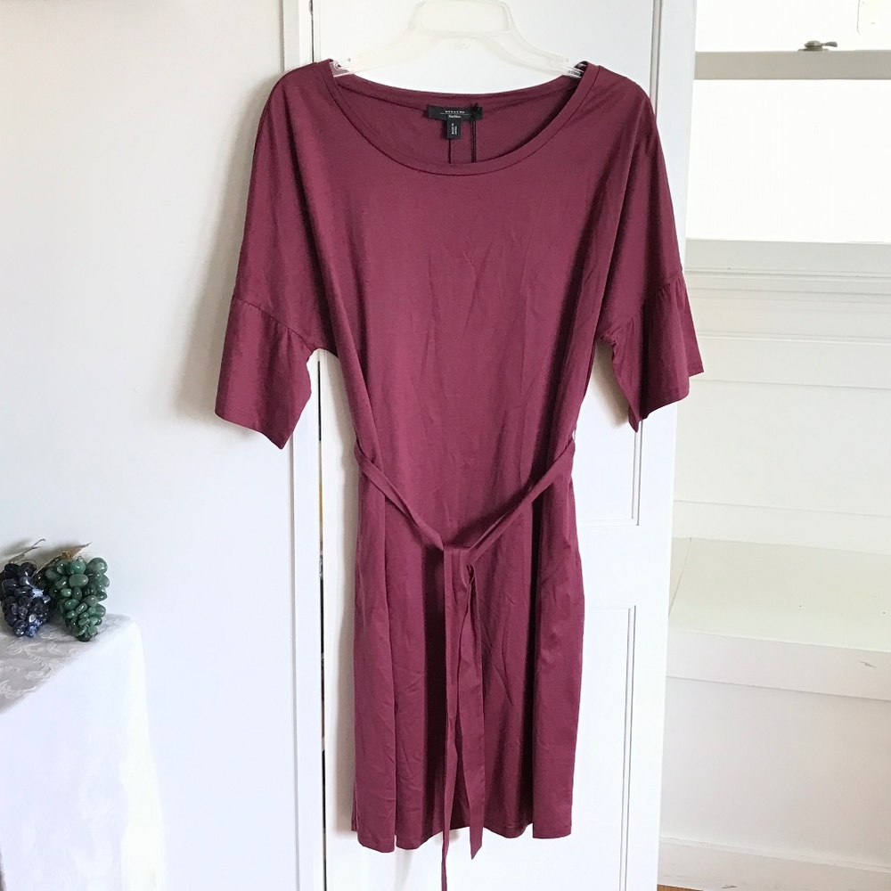 MAX MARA WEEKEND Cotton Mini Dress Burgundy Women’s Size Large NWT